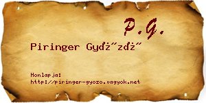 Piringer Győző névjegykártya